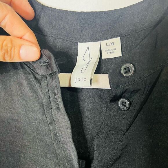 Joie Black Long Tank Top Tunic Blouse Button Up - Picture 3 of 9